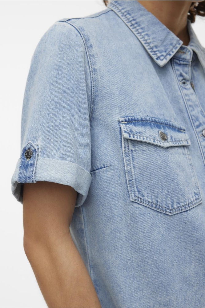VMJENNIE SS SHORT DENIM DRESS MIX N 10309665 Light Blue Denim